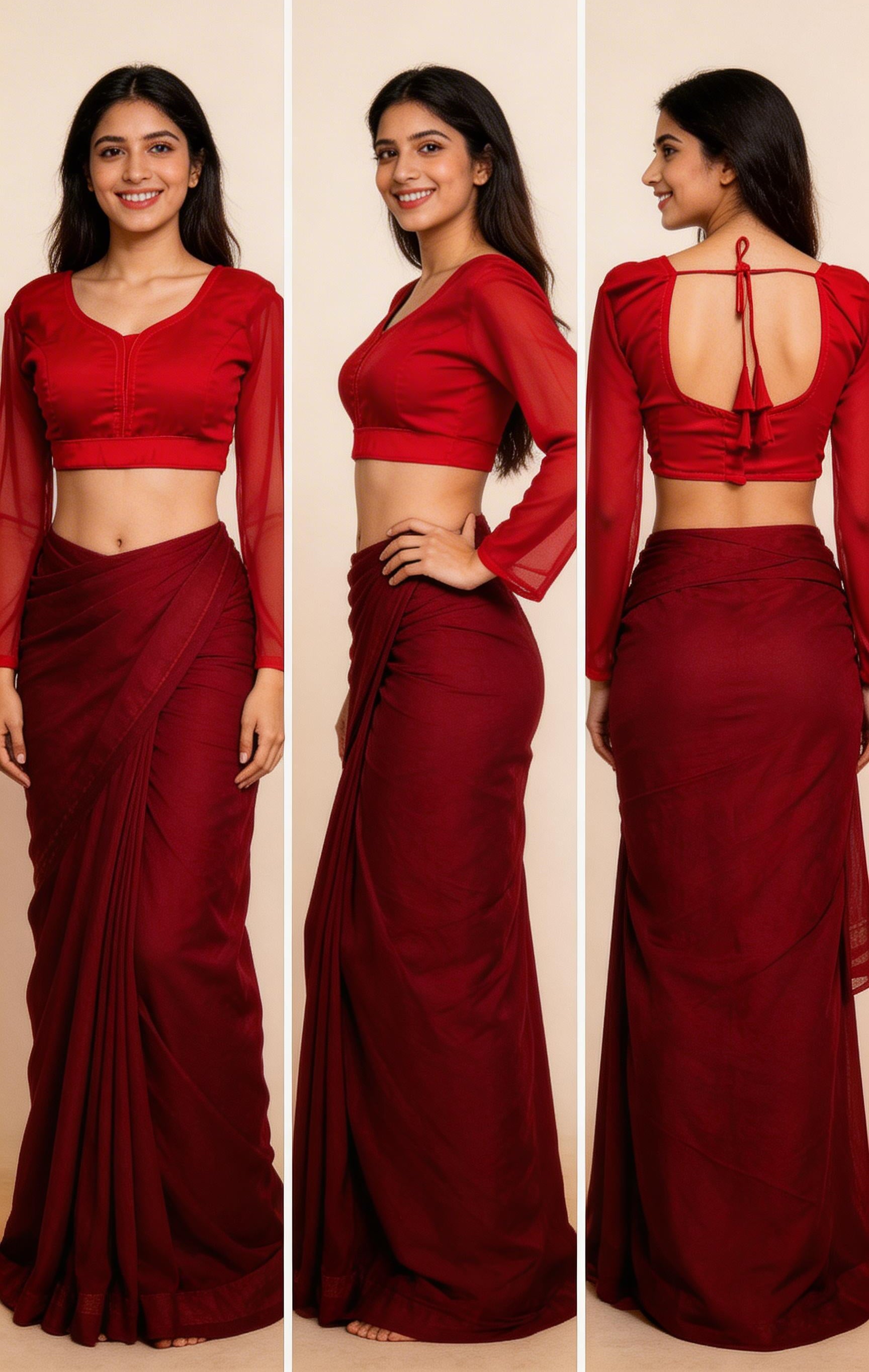 Georgette Blouse Red 34-48